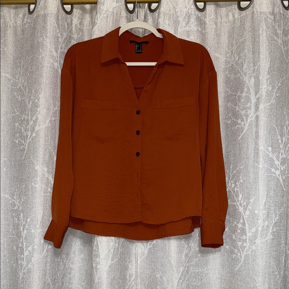 Women's Rust Button-Up Blouse